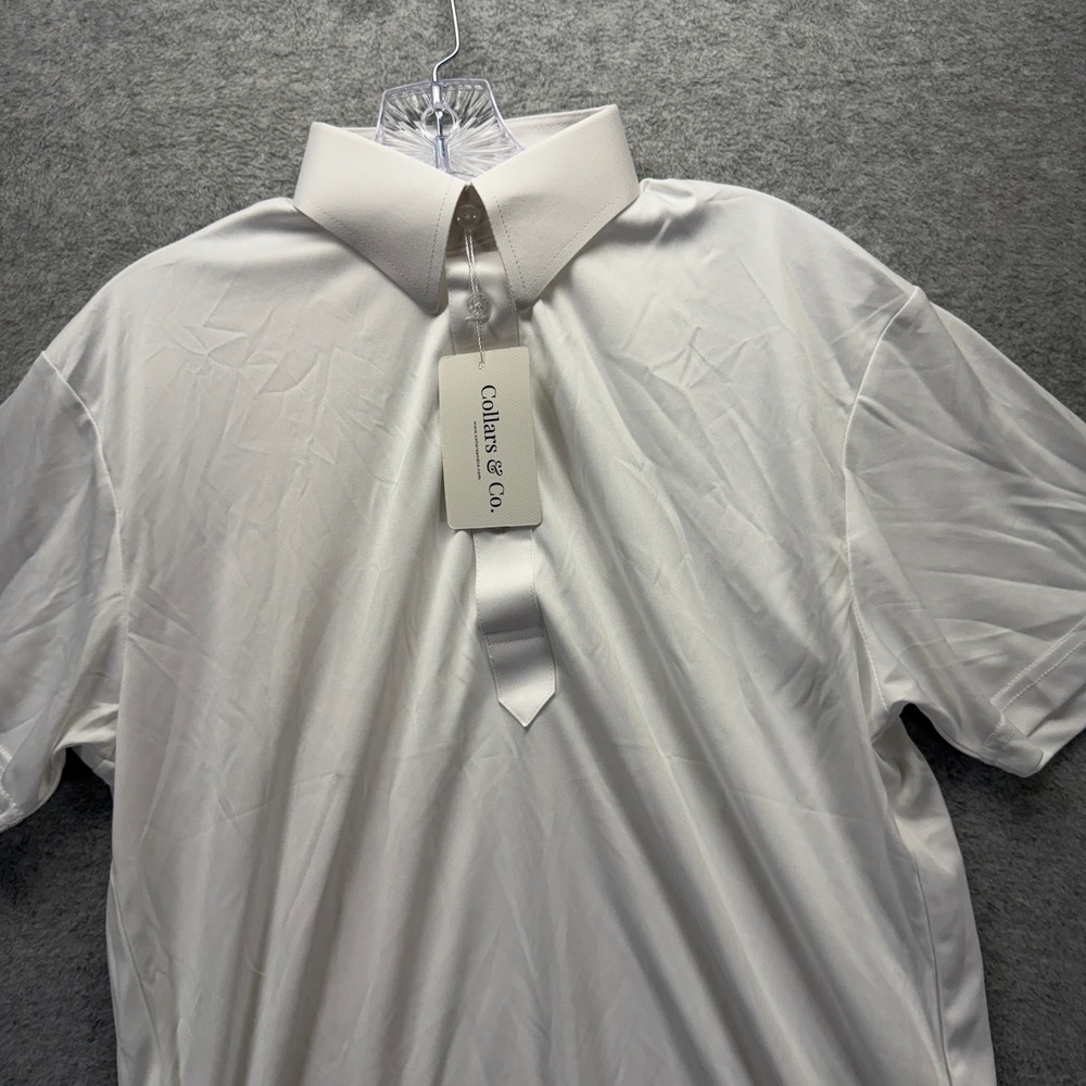 Collars & Co Dress Collar Polo Shirt Mens Small White Performance Stretch
